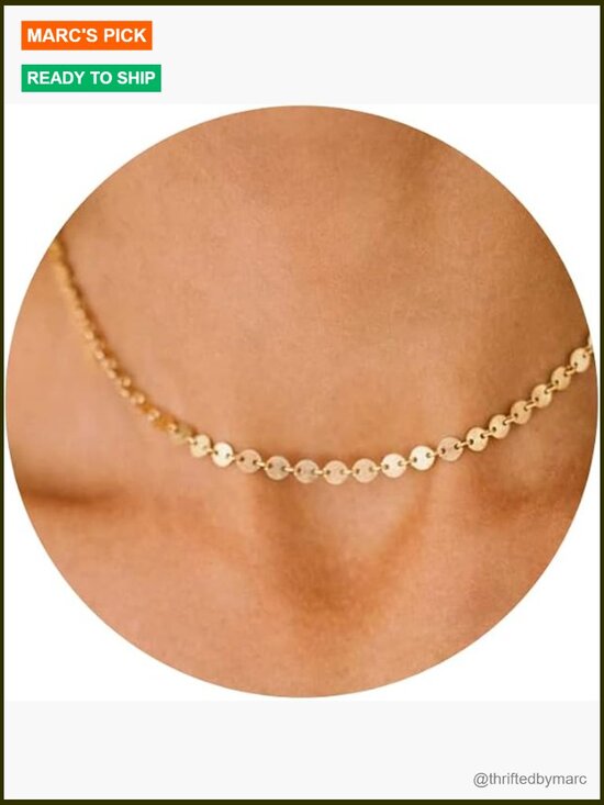 Jewelry - 14k Gold Plated Dainty Satellite Choker Necklace for Women